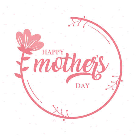happy mothers day card with flowers circular frame vector illustration designのイラスト素材