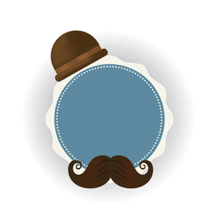 hat with mustache around seal stamp design, Fathers day celebration and love theme Vector illustrationのイラスト素材