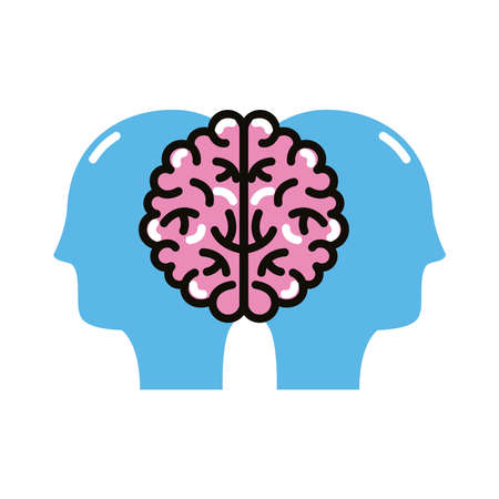 profiles with brain human line and fill style icon vector illustration designのイラスト素材