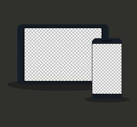 devices electronic, mockup device realistic, template for a content vector illustration designのイラスト素材