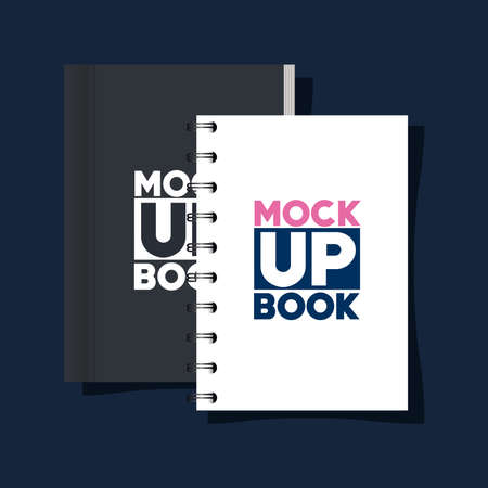 corporate identity branding mockup, mockup with book and notebook of covers black and white colors vector illustration designのイラスト素材