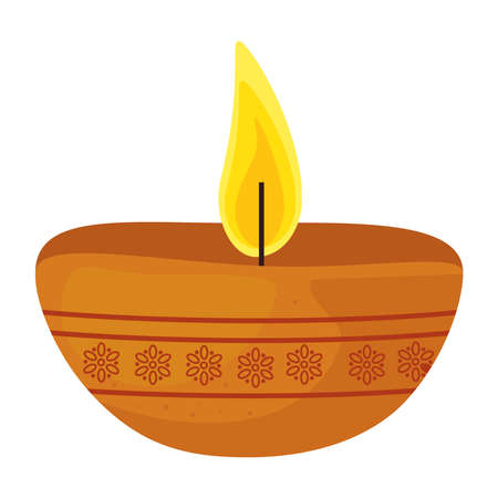 candle indian ornamental in ceramic pot on white background vector illustration designのイラスト素材