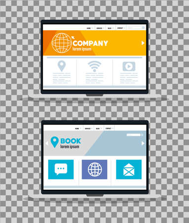 mockup responsive web, concept website development in laptops vector illustration designのイラスト素材