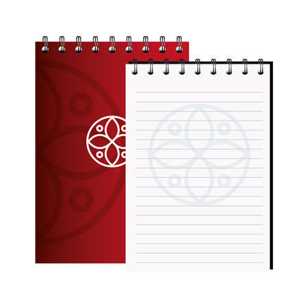notebooks red color mockup with white sign, corporate identity vector illustration designのイラスト素材