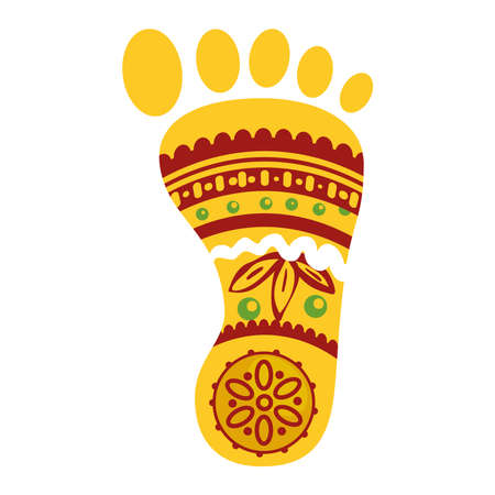 footprint with decoration of celebration navratri icon vector illustration designのイラスト素材