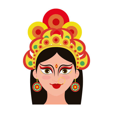 maa durga face on white background vector illustration designのイラスト素材