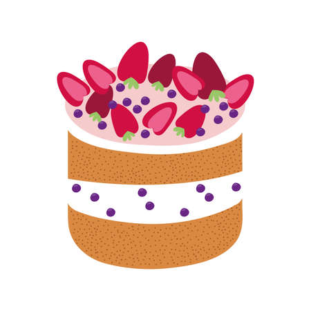 sweet cake with strawberries dessert vector illustration designのイラスト素材