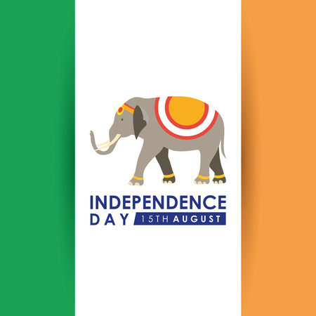 Intependence day india with flag and elephant vector illustration design