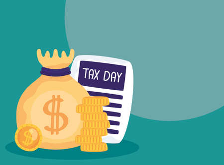 tax day with money bag vector illustration designのイラスト素材