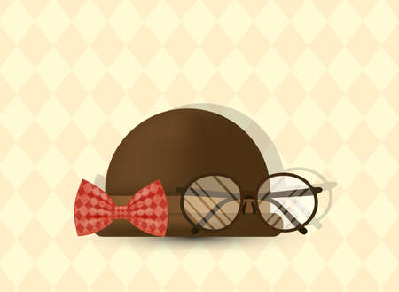 glasses bowtie and hat design, Fathers day celebration and love theme Vector illustrationのイラスト素材