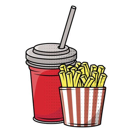 delicious french fries and soda fast food icon vector illustration designのイラスト素材