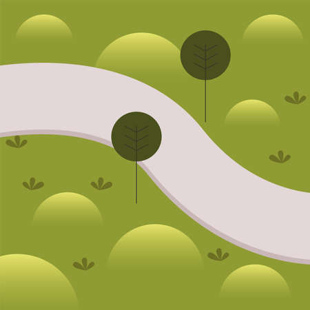 Park landscape with trees and road design, Nature outdoor and season theme Vector illustrationのイラスト素材