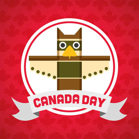 totem happy canada day badge ribbon vector illustrationのイラスト素材