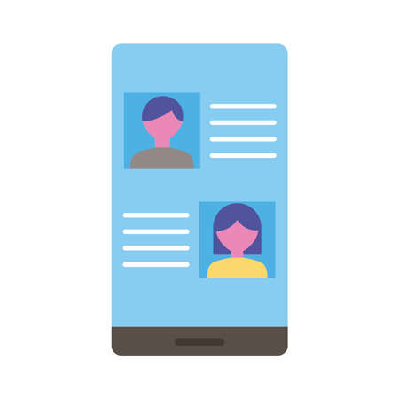 smartphone device with couple social media flat style icon vector illustration designのイラスト素材