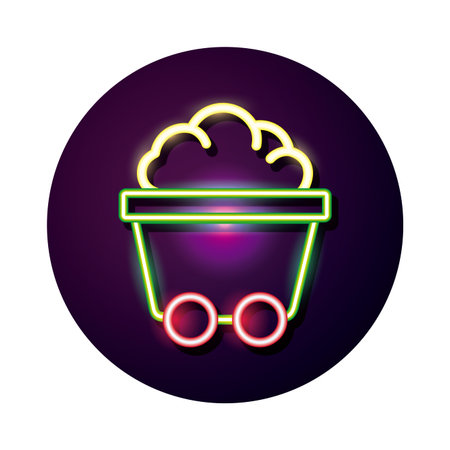 mine wagon neon style icon vector illustration designのイラスト素材