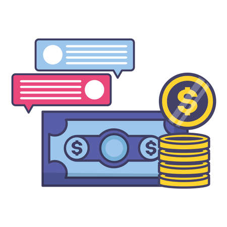 banknote coins money message tax time payment vector illustrationのイラスト素材