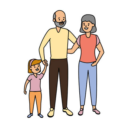 grandparents and granddaughter family vector illustration designのイラスト素材