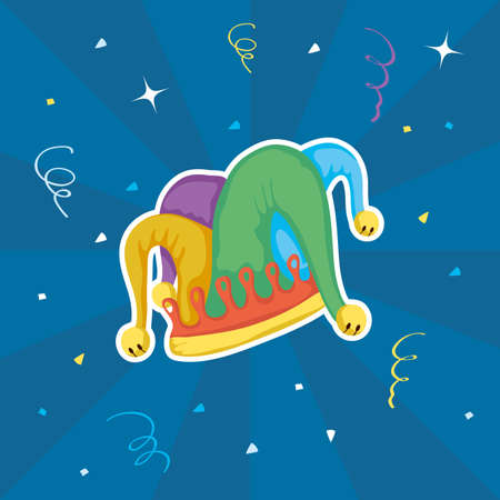 happy april fools day card with buffoon hat vector illustration designのイラスト素材