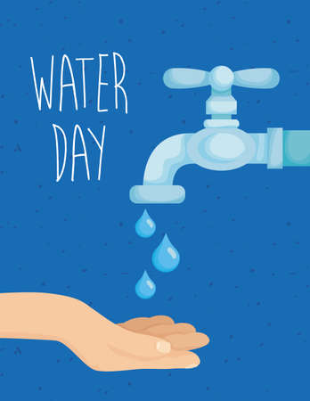 water day poster with hand and tap vector illustration designのイラスト素材