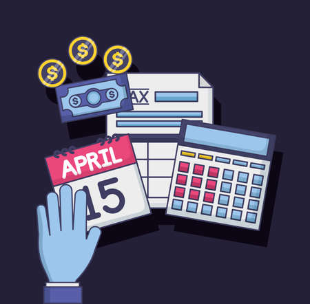 hand calendar report calculator money tax payment vector illustrationのイラスト素材