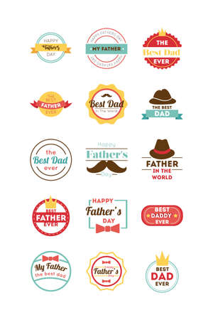 bundle of happy fathers day seals vector illustrationのイラスト素材