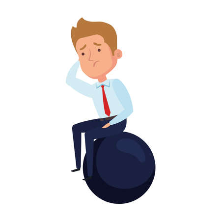 businessman worried sitting, in white background vector illustration designのイラスト素材