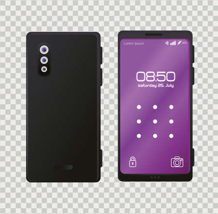 realistic smartphones mockup with lock pattern on the screen vector illustration designのイラスト素材
