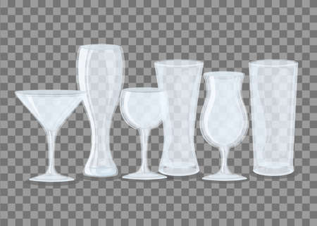 mockup transparent glasses, transparent empty glasses vector illustration designのイラスト素材