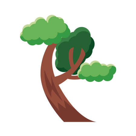 leafy tree flat style icon vector illustration designのイラスト素材