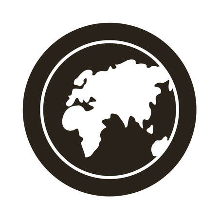 world planet earth with old continent block style icon vector illustration designのイラスト素材