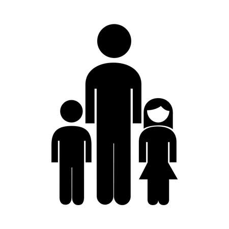 family father with son and daughter silhouette style icon vector illustration designのイラスト素材