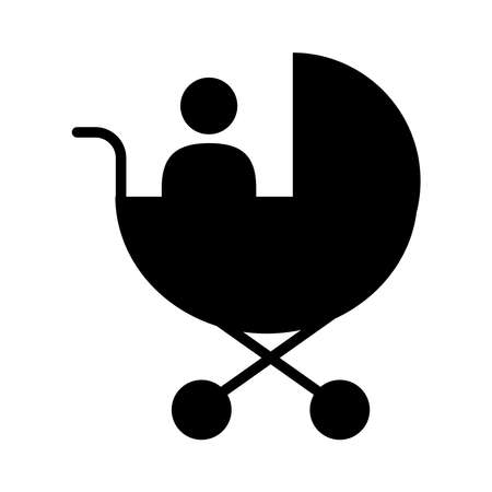 baby in cart silhouette style icon vector illustration designのイラスト素材