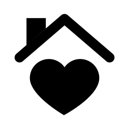 heart love in home silhouette style icon vector illustration designのイラスト素材