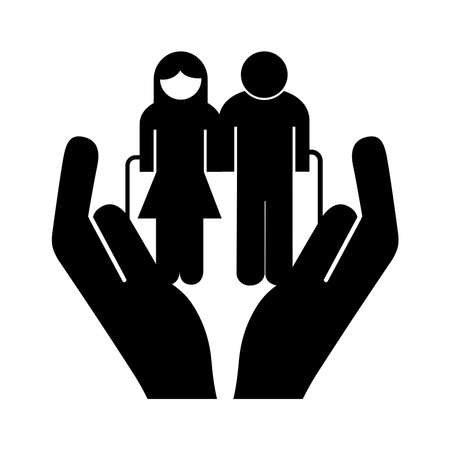 hands lifting grandparents couple avatars silhouette style icon vector illustration designのイラスト素材