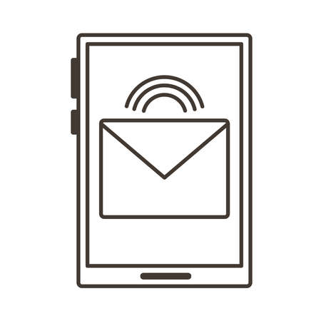 smartphone device with envelope email line style icon vector illustration designのイラスト素材