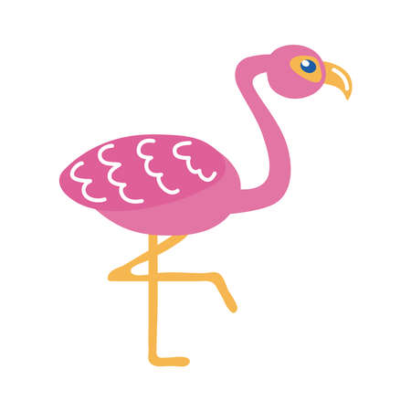 flamingo bird flat style icon vector illustration designのイラスト素材