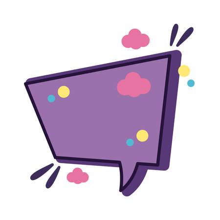 slang speech bubble with clouds line and fill style vector illustration designのイラスト素材