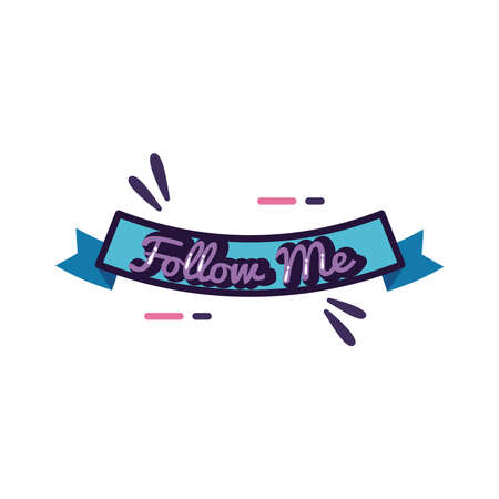 slang expresion follow me word in ribbon line and fill style vector illustration designのイラスト素材