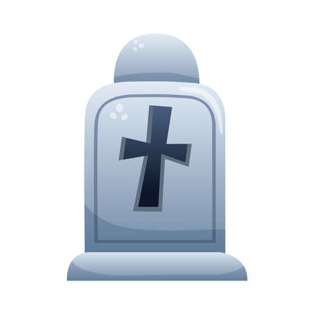 cemetery tomb with cross degradient style icon vector illustration designのイラスト素材