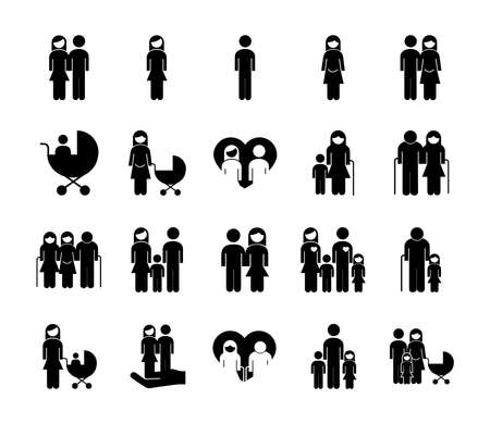 bundle of twenty family parents set icons vector illustration designのイラスト素材