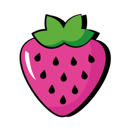 strawberry fruit pop art flat style vector illustration designのイラスト素材