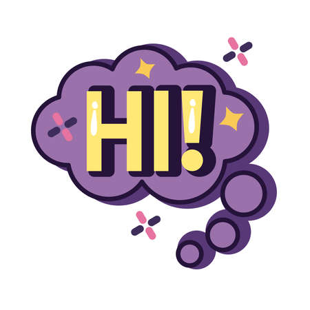 slang speech bubble with hi word line and fill style vector illustration designのイラスト素材