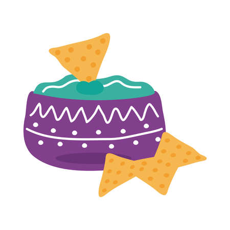 delicious mexican nachos traditional food flat style icon vector illustration designのイラスト素材