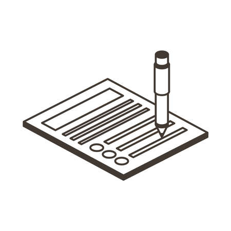 Isolated document with pencil line style icon vector design Data archive and information theme Vector illustrationのイラスト素材
