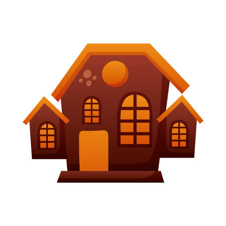 halloween dark house degradient style icon vector illustration designのイラスト素材