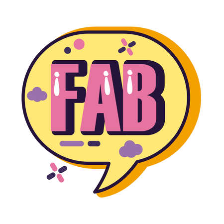 slang speech bubble with fab word line and fill style vector illustration designのイラスト素材