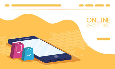 shopping online tech in smartphone vector illustration designのイラスト素材