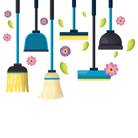 spring cleaning tools equipment products vector illustrationのイラスト素材