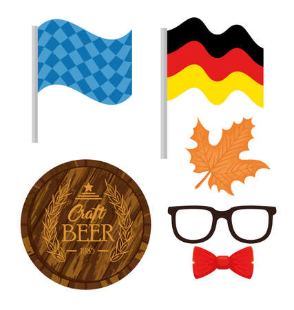 oktoberfest festival celebration set icons vector illustration designのイラスト素材