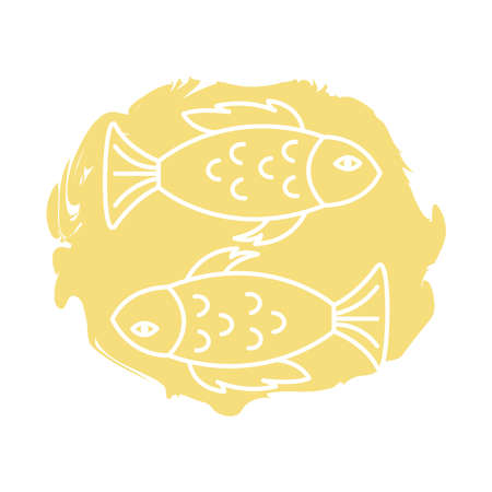 pisces zodiac sign block style icon vector illustration designのイラスト素材